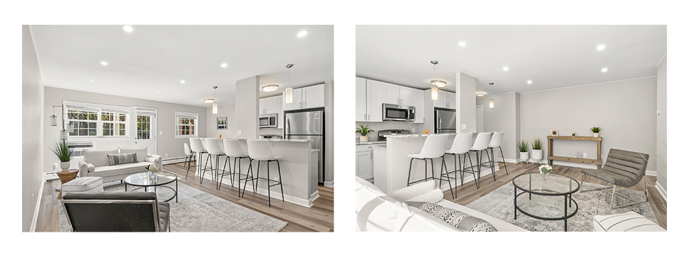 The essence of exceptional living interior rooms with bright lighting